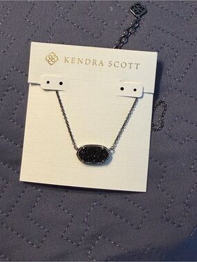 Kendra Scott Black Drusy Pendant Necklace-New